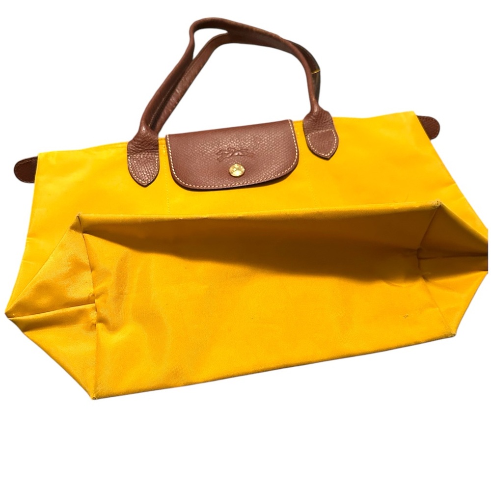 LONGCHAMP MUSTARD YELLOW AND BROWN LEATHER SHOULDER BAG - Picture 4 of 9